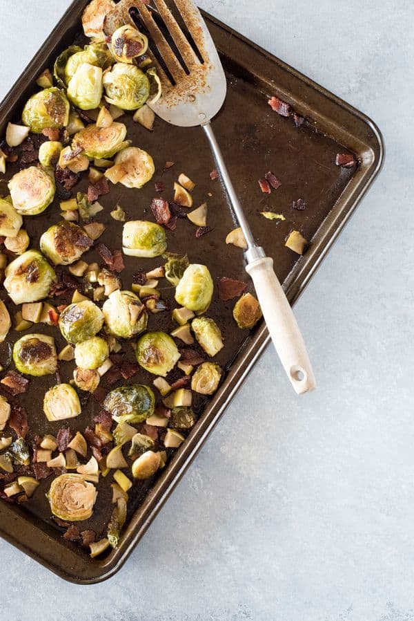 Roasted Brussel Sprouts with Bacon and Apple