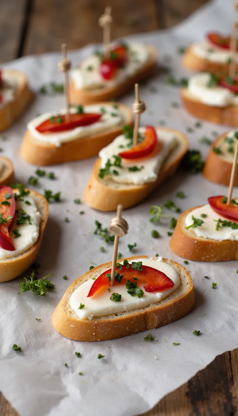 Roasted Pepper & Goat Cheese Rounds are elegant, easy toothpick appetizers perfect for summer cocktail parties.
