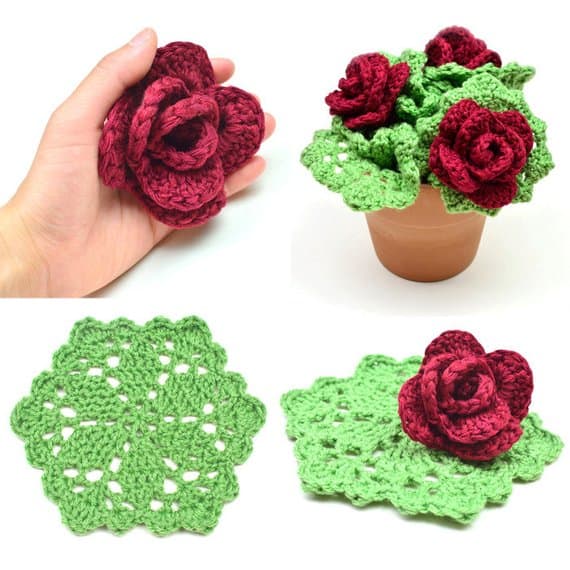 Roses Dish Scrubbie Crochet Pattern