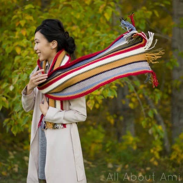 Rustic Canyon Striped Scraf with Fringe Crochet Pattern