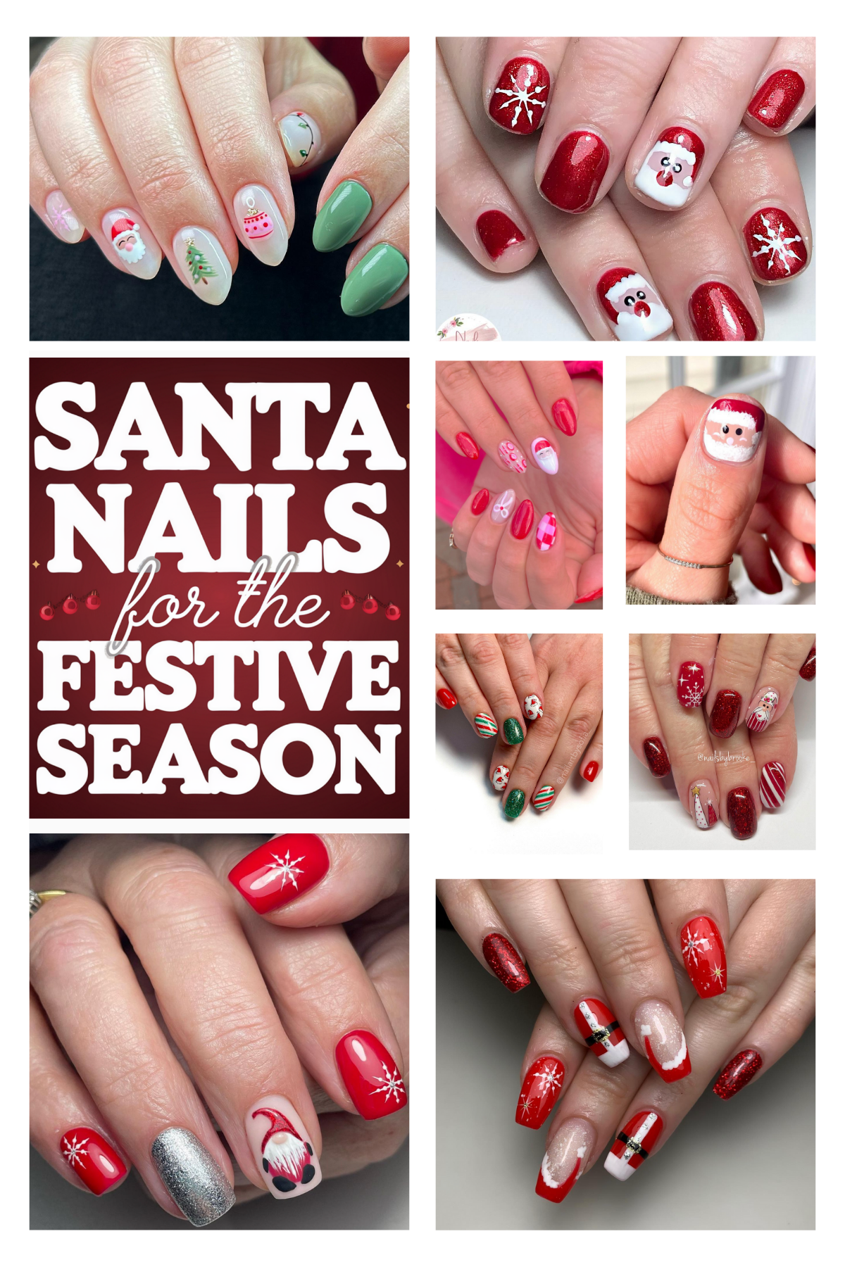 Looking for fun Christmas nails 🎄💅 These 10 Santa-inspired nail designs are perfect for December festivities #MerryChristmasNails #CoolChristmasNails #DecemberNails