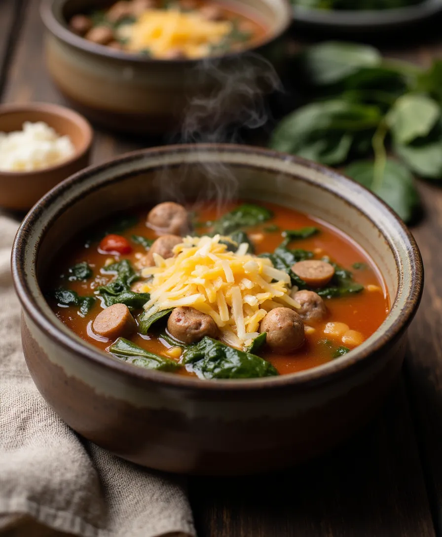 Cozy up with this bold and comforting sausage soup! Packed with veggies, spices, and ready in under an hour.