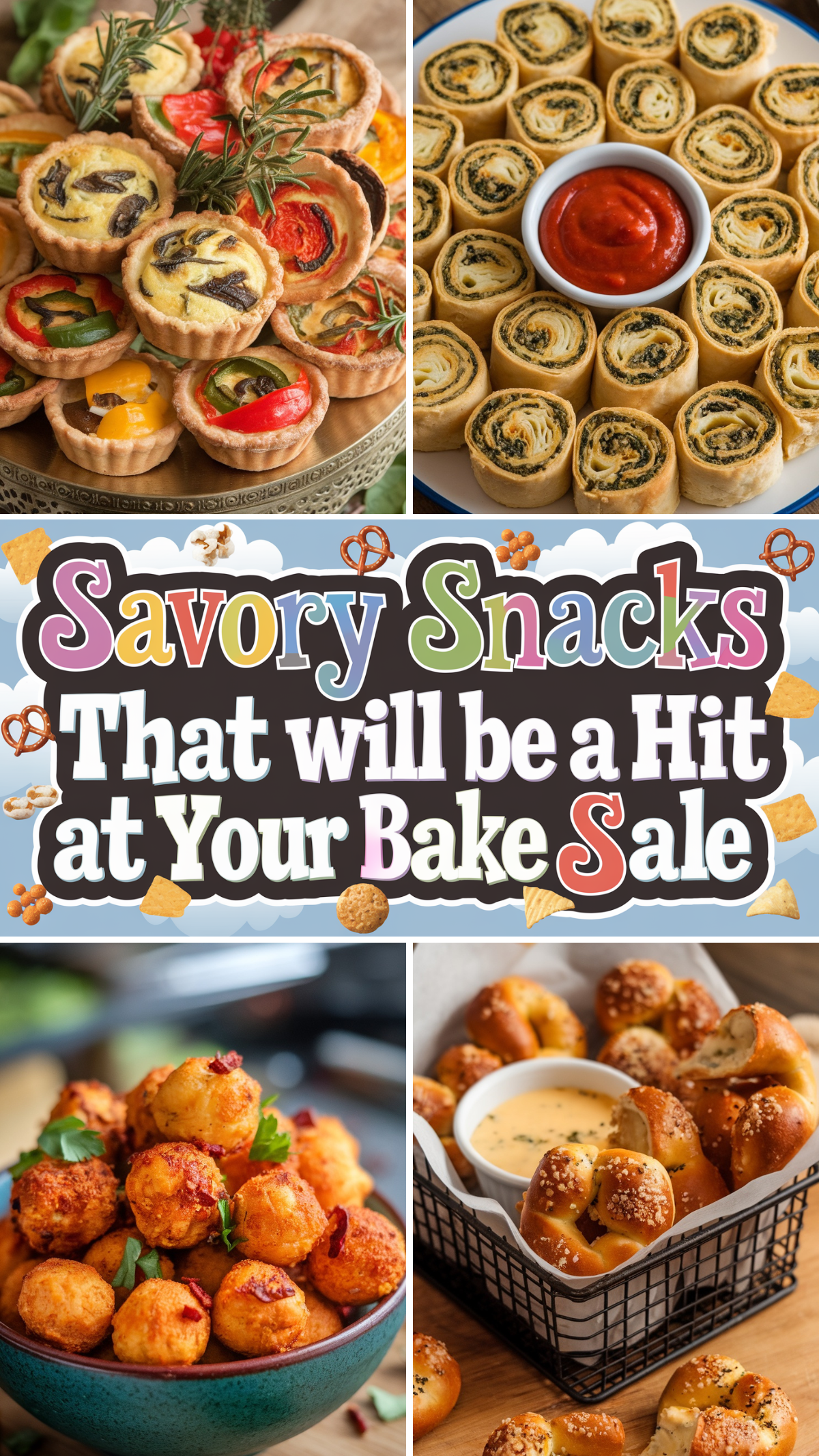 Not all bake sale treats have to be sweet! These delicious savory snacks, from cheesy biscuits to flavorful pretzels, are perfect for those who crave something salty and satisfying. 🧀🥨 #BakeSaleIdeas #SavorySnacks #FundraisingRecipes #BakingInspo #SnackTime