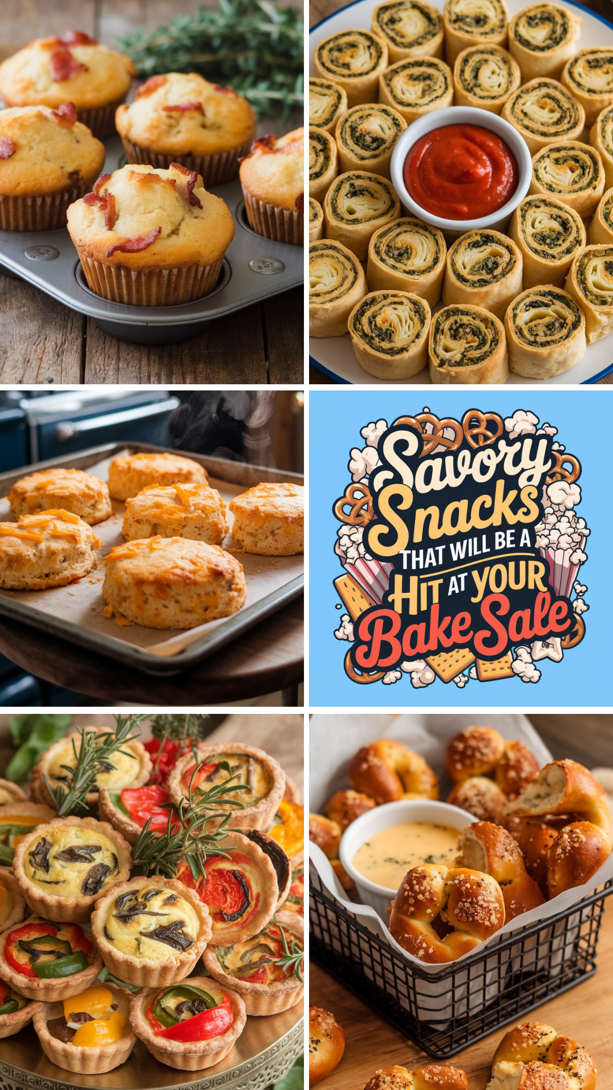 Not all bake sale treats have to be sweet! These delicious savory snacks, from cheesy biscuits to flavorful pretzels, are perfect for those who crave something salty and satisfying. 🧀🥨 #BakeSaleIdeas #SavorySnacks #FundraisingRecipes #BakingInspo #SnackTime