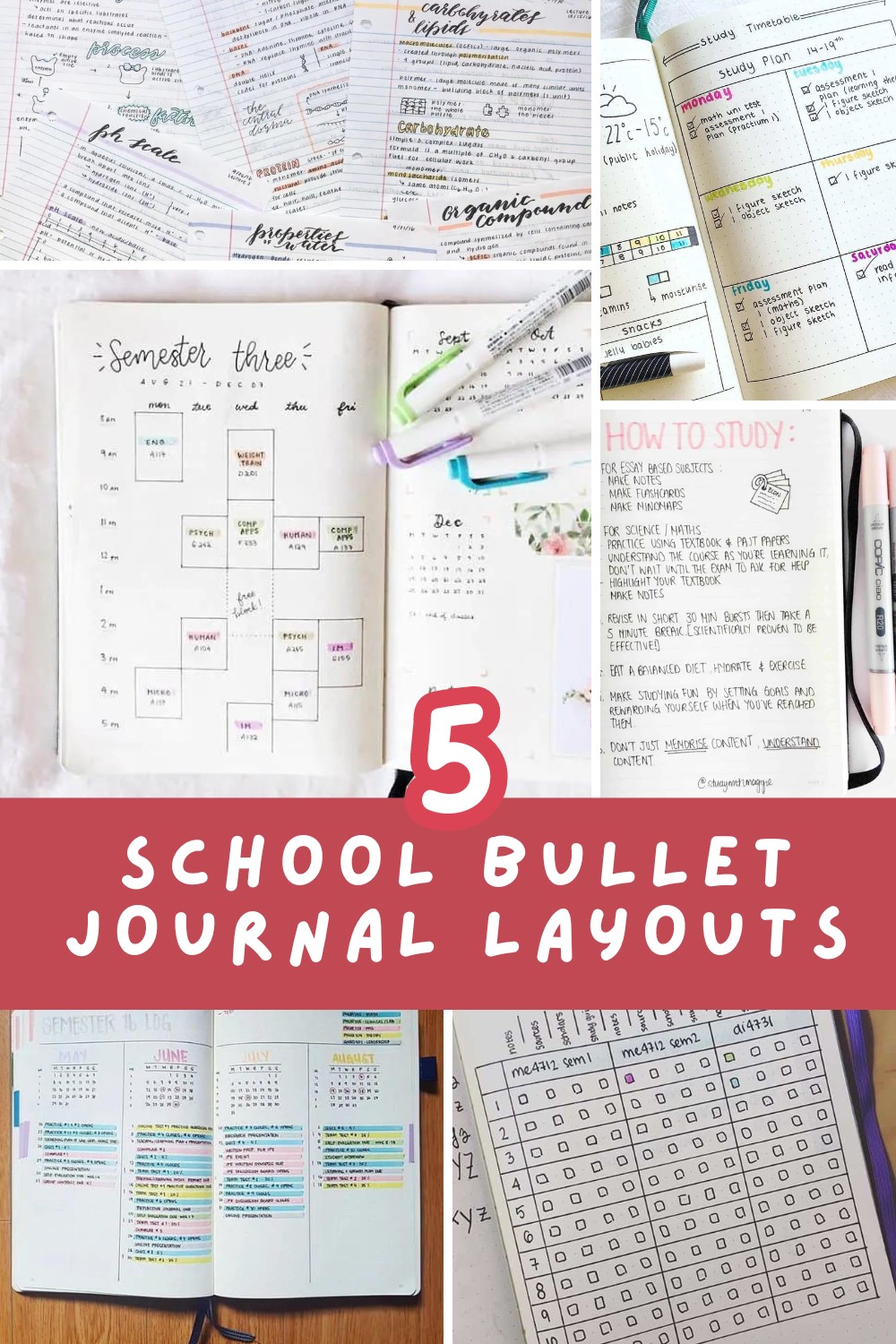Stay on top of your study game with these genius Bullet Journal layouts! Perfect for keeping you on track this semester, even if you're new to BuJo. Get organized and inspired! #BulletJournal #StudyTips