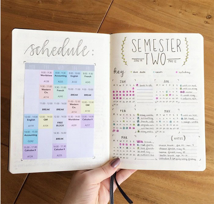 School Schedule Timetable Weekly Spread