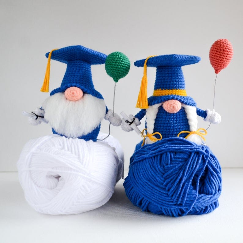 Cute crochet graduating gnomes