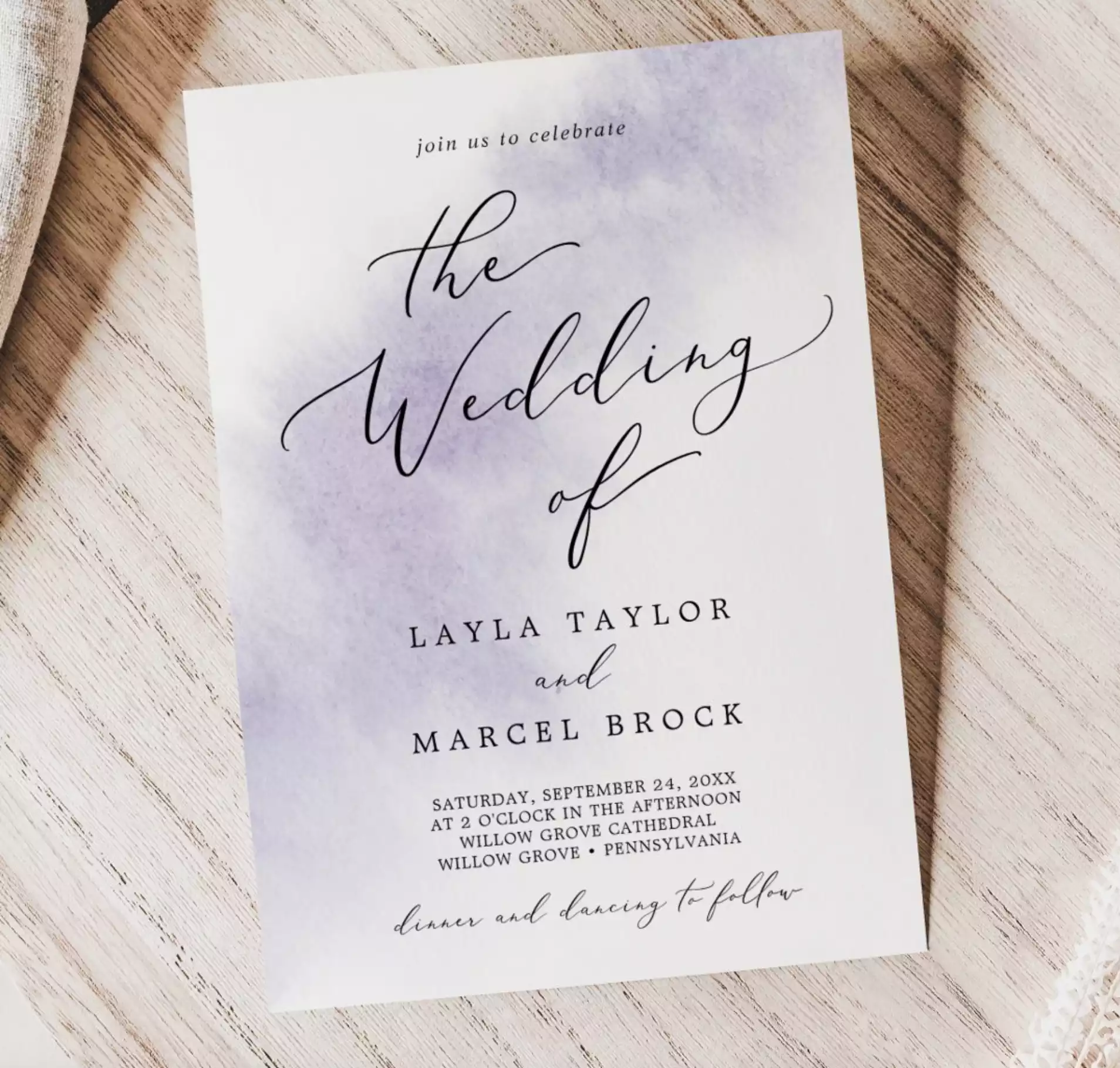 Watercolor Wash | Purple The Wedding Of Invitation