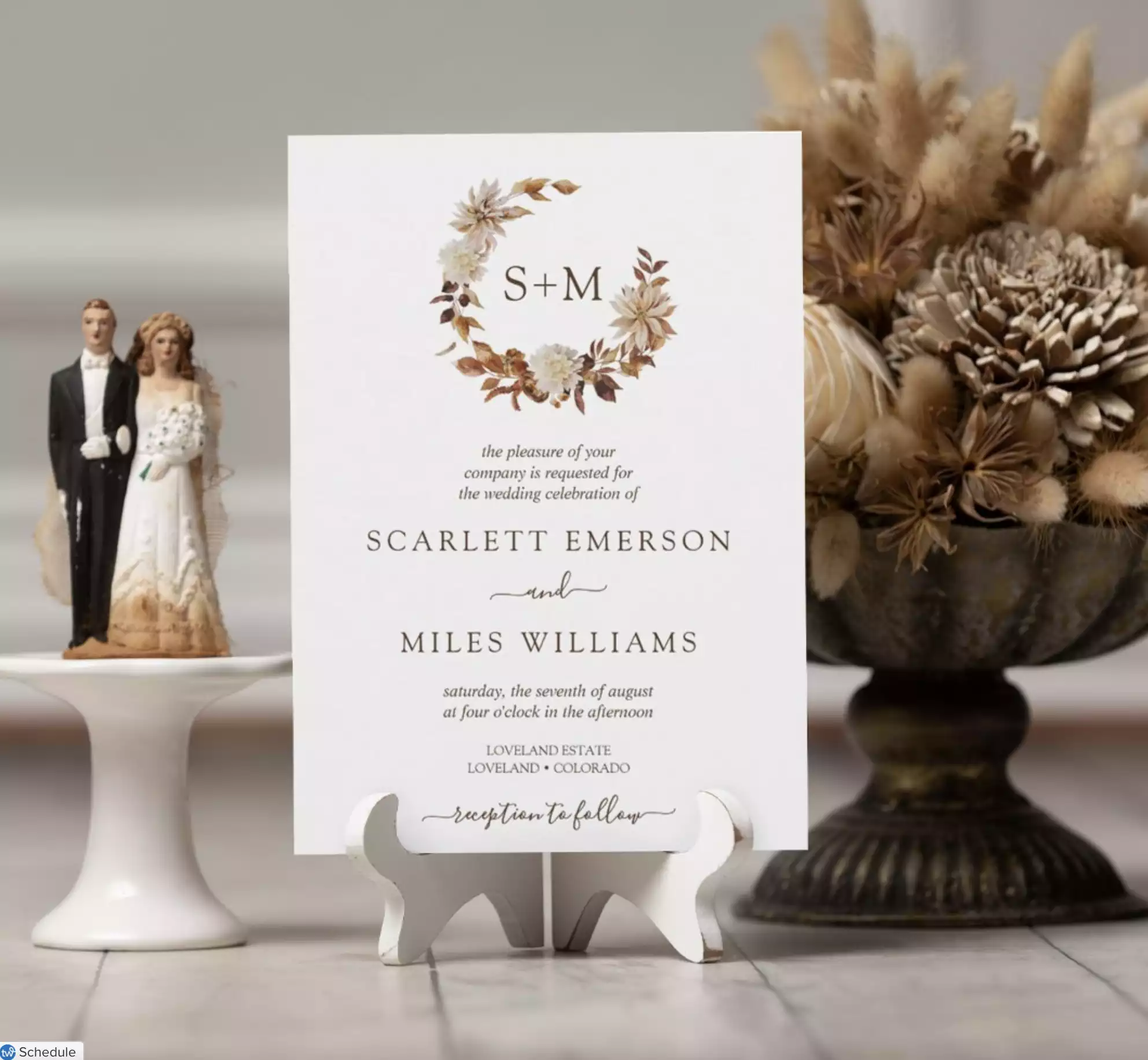 Elegant Fall Leaves Wedding Invitation