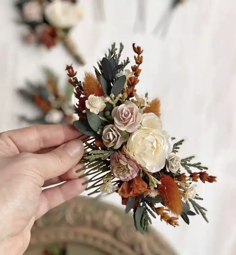 Terracotta Fall Wedding Hair Pins