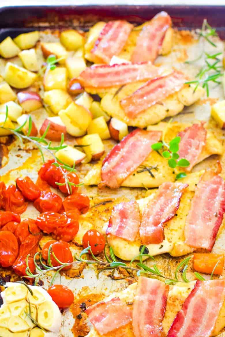 Sheet Pan Chicken and Bacon Dinner