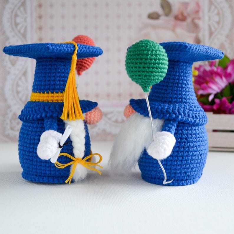 If you're searching for a keepsake gift you can crochet for your graduate look no further! These sweet scandi gnomes are perfect, especially if you work them up in their school colors!