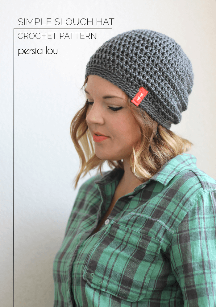 Simple Slouch Crochet hat pattern Persia Lou