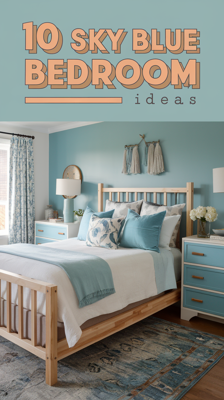 🌤️✨ 10 Sky Blue Bedroom Ideas for a Calm & Refreshing Space Create a serene retreat with these dreamy sky blue bedroom ideas! From soft pastel hues to bold blue accents, these designs will bring a fresh and airy feel to your space. 🛏️💙 #BedroomDecor #SkyBlueAesthetic #HomeDesign #CozySpaces #InteriorInspo