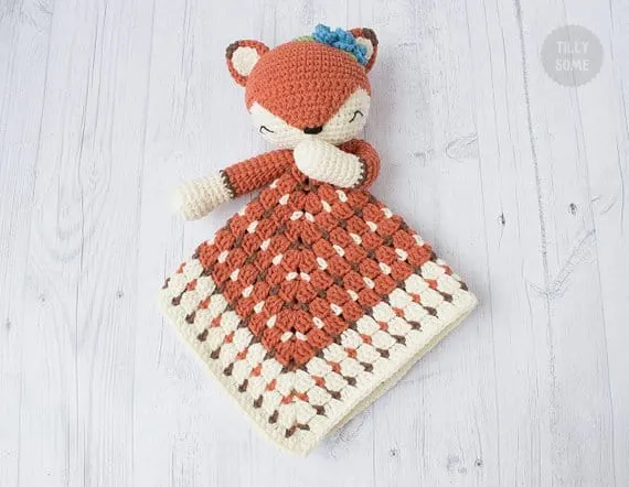 Sleepy Fox Lovey Blanket Crochet Pattern