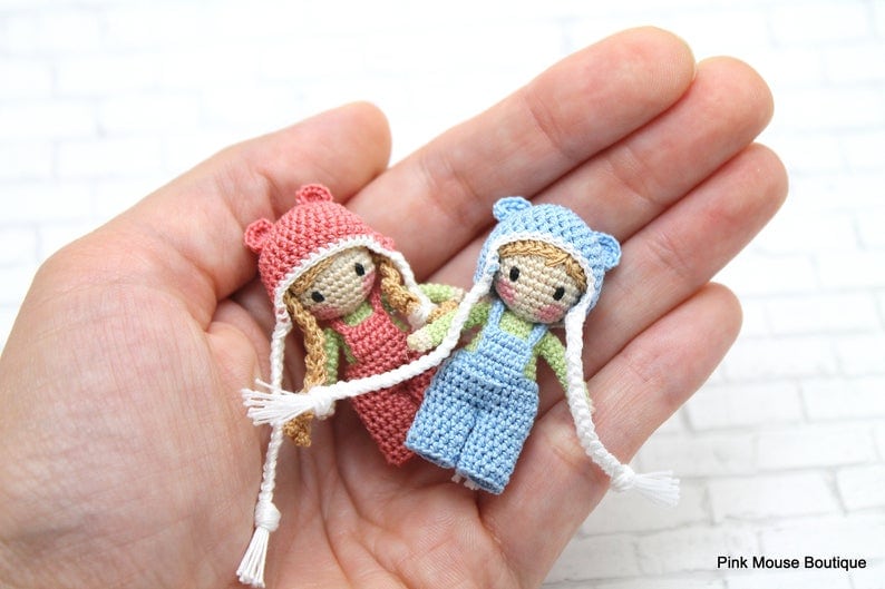 These teeny crochet playmates are small enough to fit in the palm of your hand