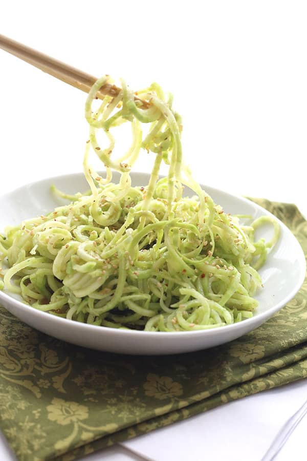 Broccoli Stem Noodles with Sesame Ginger Dressing