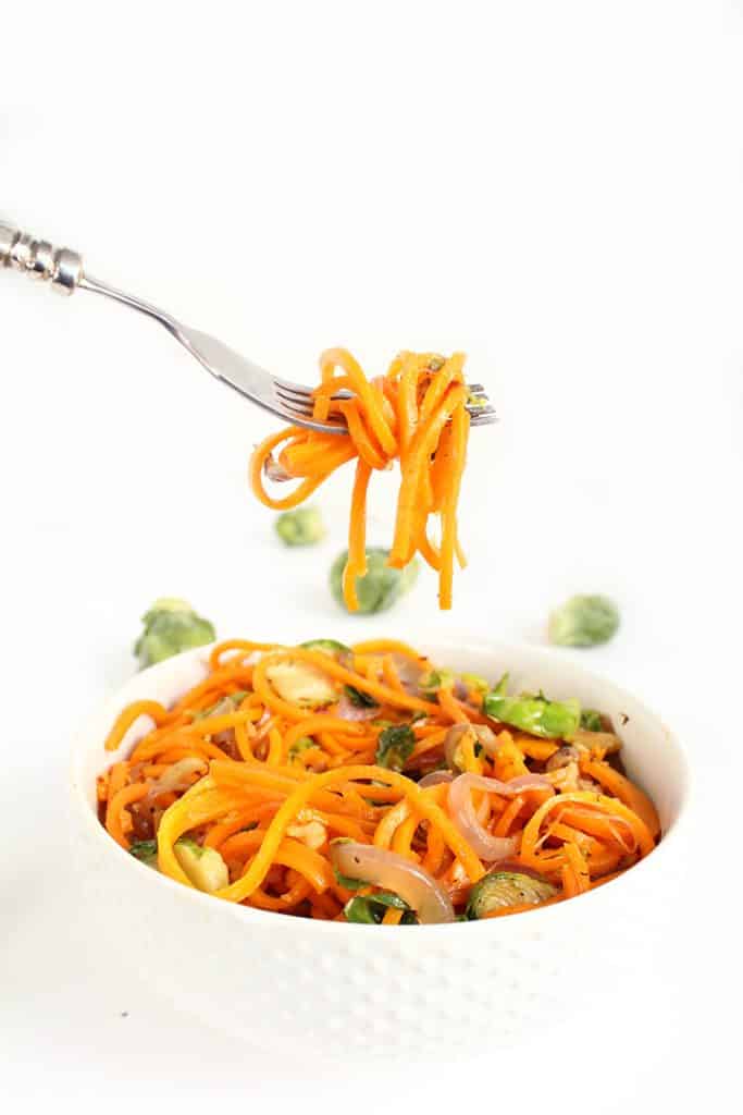 Butternut Squash Noodles with Shredded Brussels Sprouts