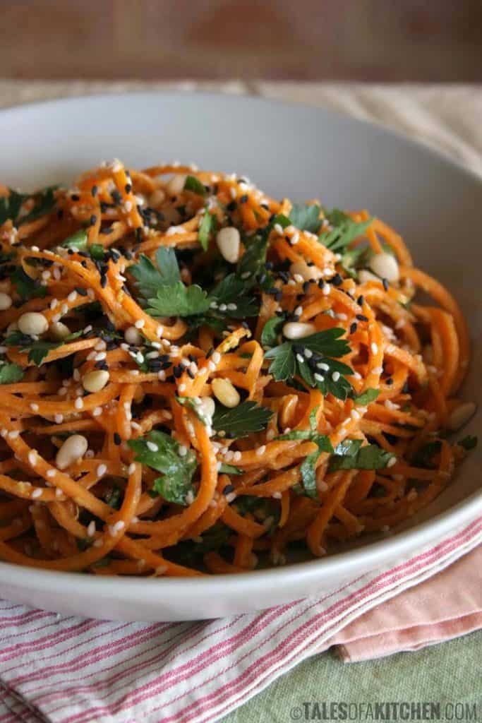 Carrot Pasta with a Creamy Zesty Garlic Sauce