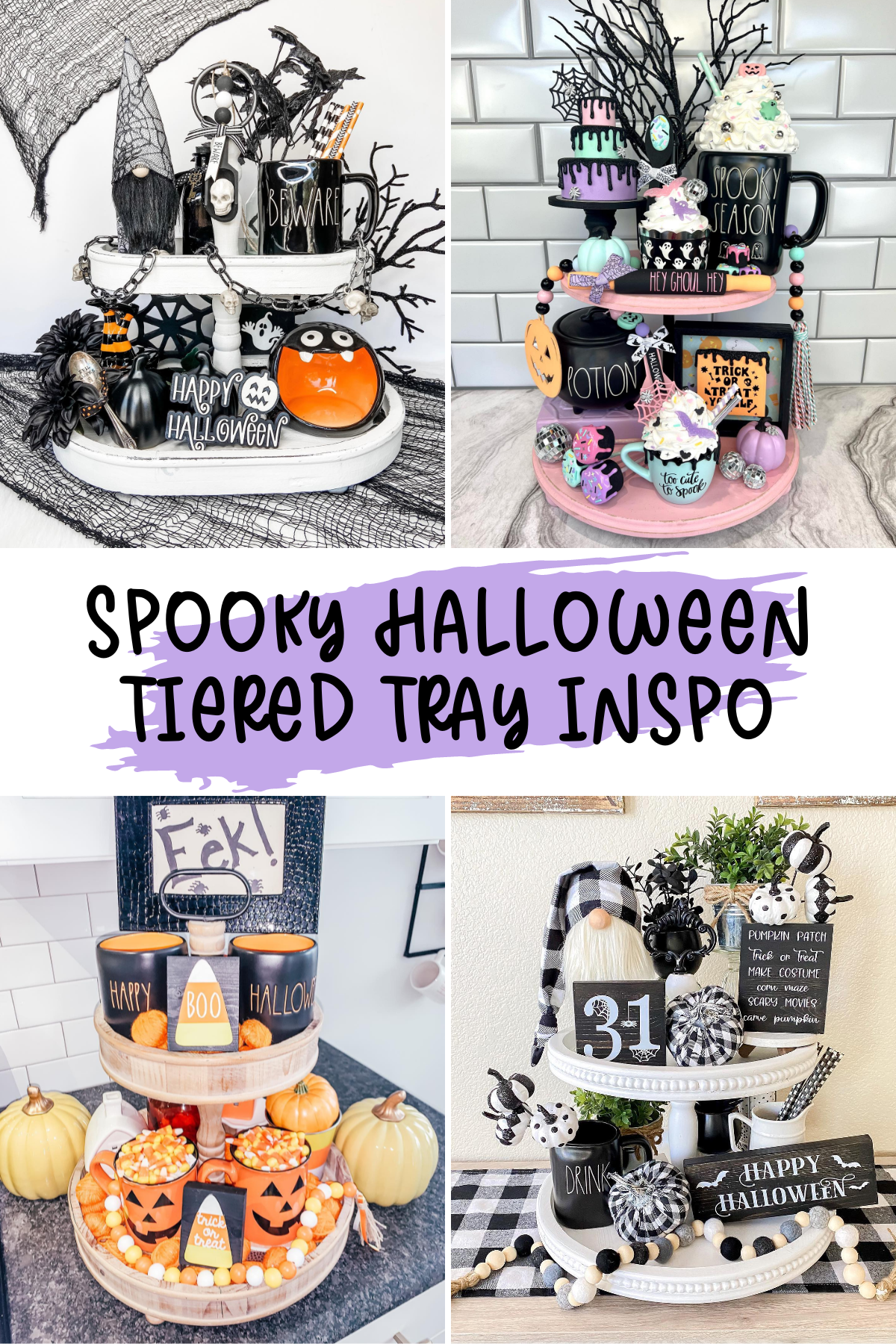 Ready to get into the spooky spirit? 🕷️ These Halloween tiered tray ideas will make decorating a breeze! From cute ghosts to classic pumpkins, these trays are packed with festive inspiration. Perfect for your kitchen, coffee bar, or even as Halloween centerpieces! 🎃 #TrayDecorIdeas #CreativeHalloweenDecorations