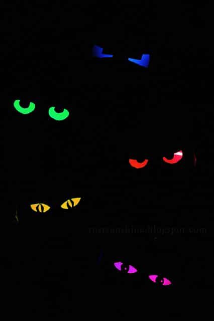 These spooky glowing eyes might just be the easiest Halloween porch decor craft on the list