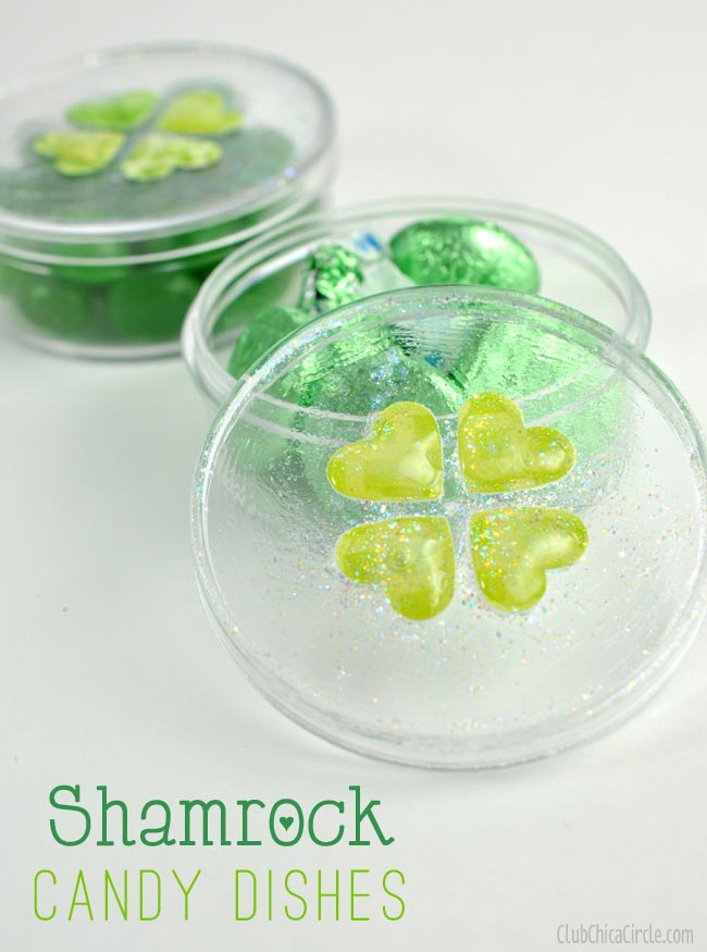 St. Patrick's Day Shamrock Candy Dish Craft and Gift Idea - Club Chica Circle