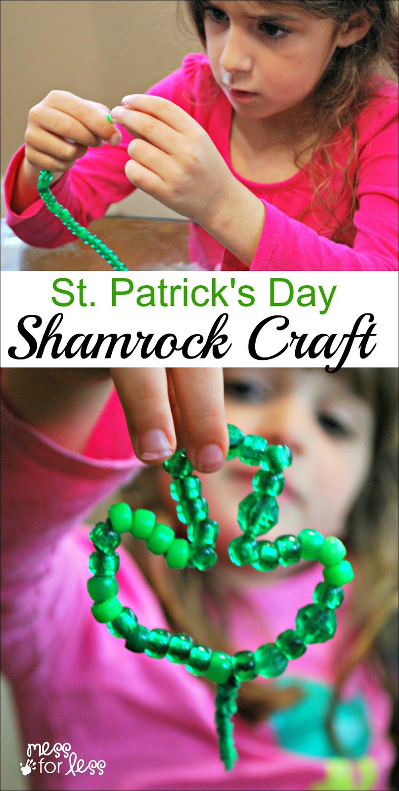 St. Patrick's Day Shamrock Craft - Mess For Less