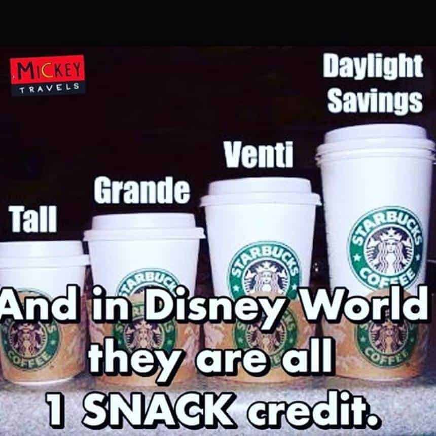 Starbucks Coffee Disney Dining Plan Snack Credit