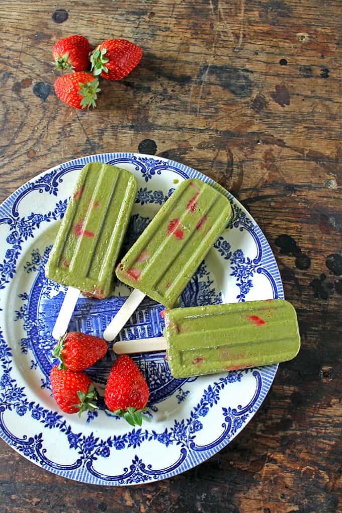 Strawberry Matcha Popsicles