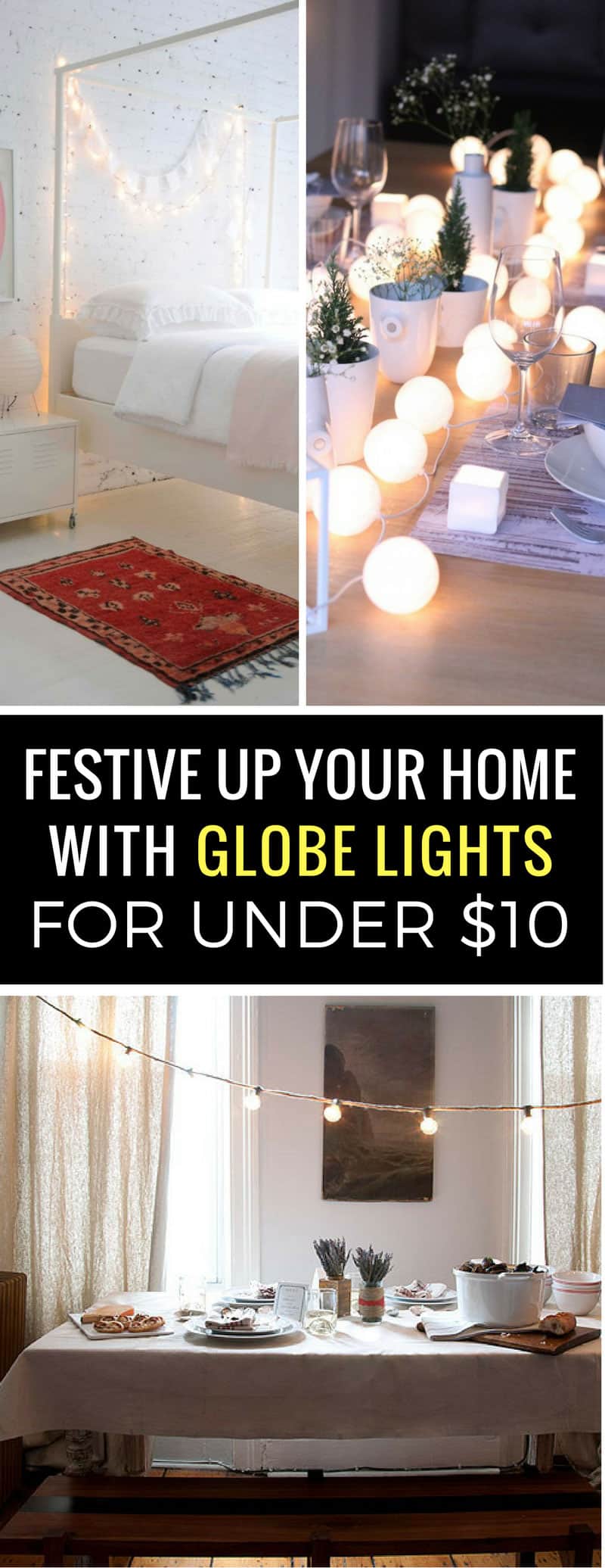 Loving these different ways to use string globe lights to make my home look pretty - and they're cheap too!