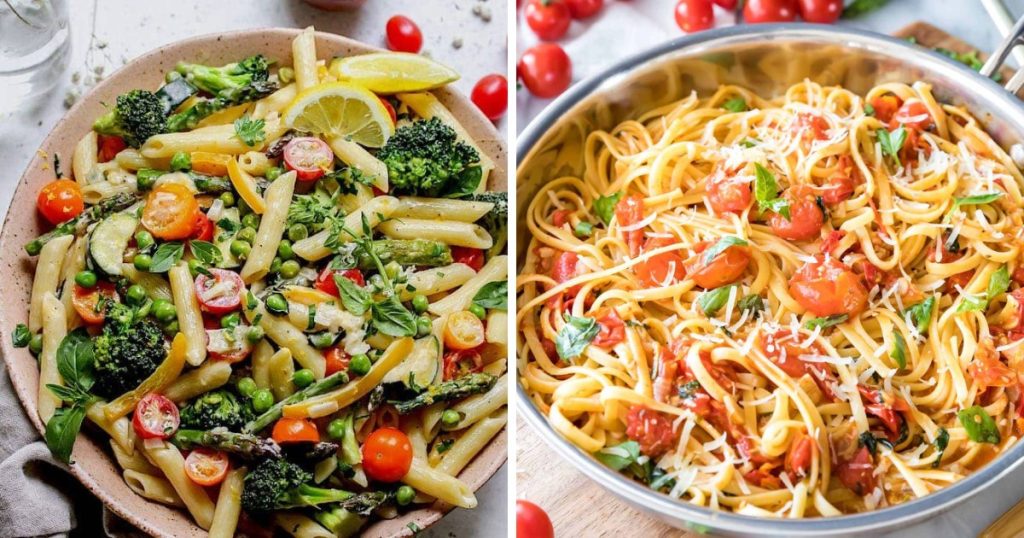 Savor the flavors of summer with these 10 healthy pasta recipes! ?✨ Try the Italian pasta salad, Tomato Spinach Chicken Spaghetti, and Summer Cavatelli with Corn, Tomatoes, and Zucchini. Perfect for a light and nutritious meal. ??? #HealthyRecipes #SummerPasta #EatFresh