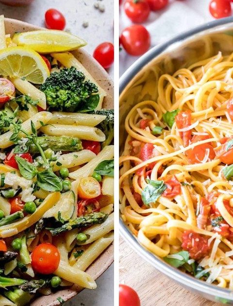 Savor the flavors of summer with these 10 healthy pasta recipes! ?✨ Try the Italian pasta salad, Tomato Spinach Chicken Spaghetti, and Summer Cavatelli with Corn, Tomatoes, and Zucchini. Perfect for a light and nutritious meal. ??? #HealthyRecipes #SummerPasta #EatFresh