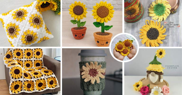 Looking to crochet some vibrant sunflowers? ? Check out this collection of free crochet patterns featuring everything from sunflower granny squares to keychains and cute potted decor. These patterns are perfect for brightening up your space or gifting to someone special! ✨ #CrochetingSunflowers #CrochetRoundup