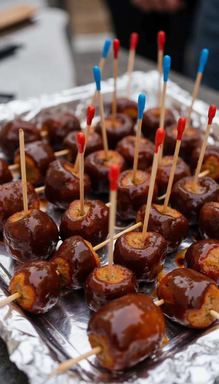 Sweet & Spicy Meatball Skewers are the best make-ahead appetizer to feed a crowd—prep, chill, and serve!
