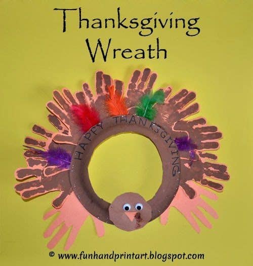 Thanksgiving Wreath Activity for Preschoolers Handprints