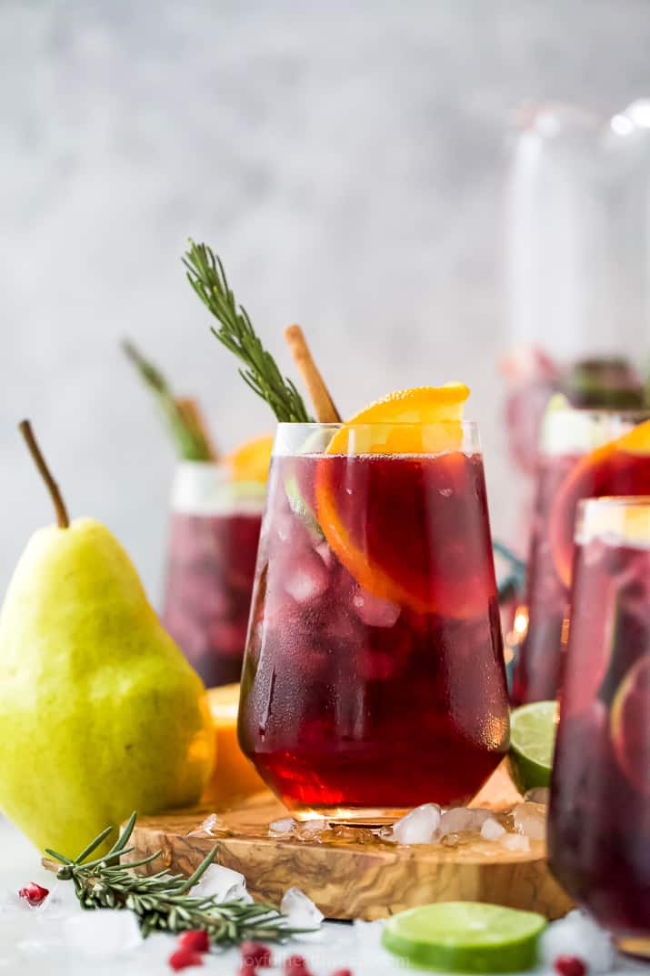 A Christmas-themed sangria featuring red wine, orange slices, fresh cranberries, and a splash of brandy. This easy Christmas cocktail recipe is perfect for parties.