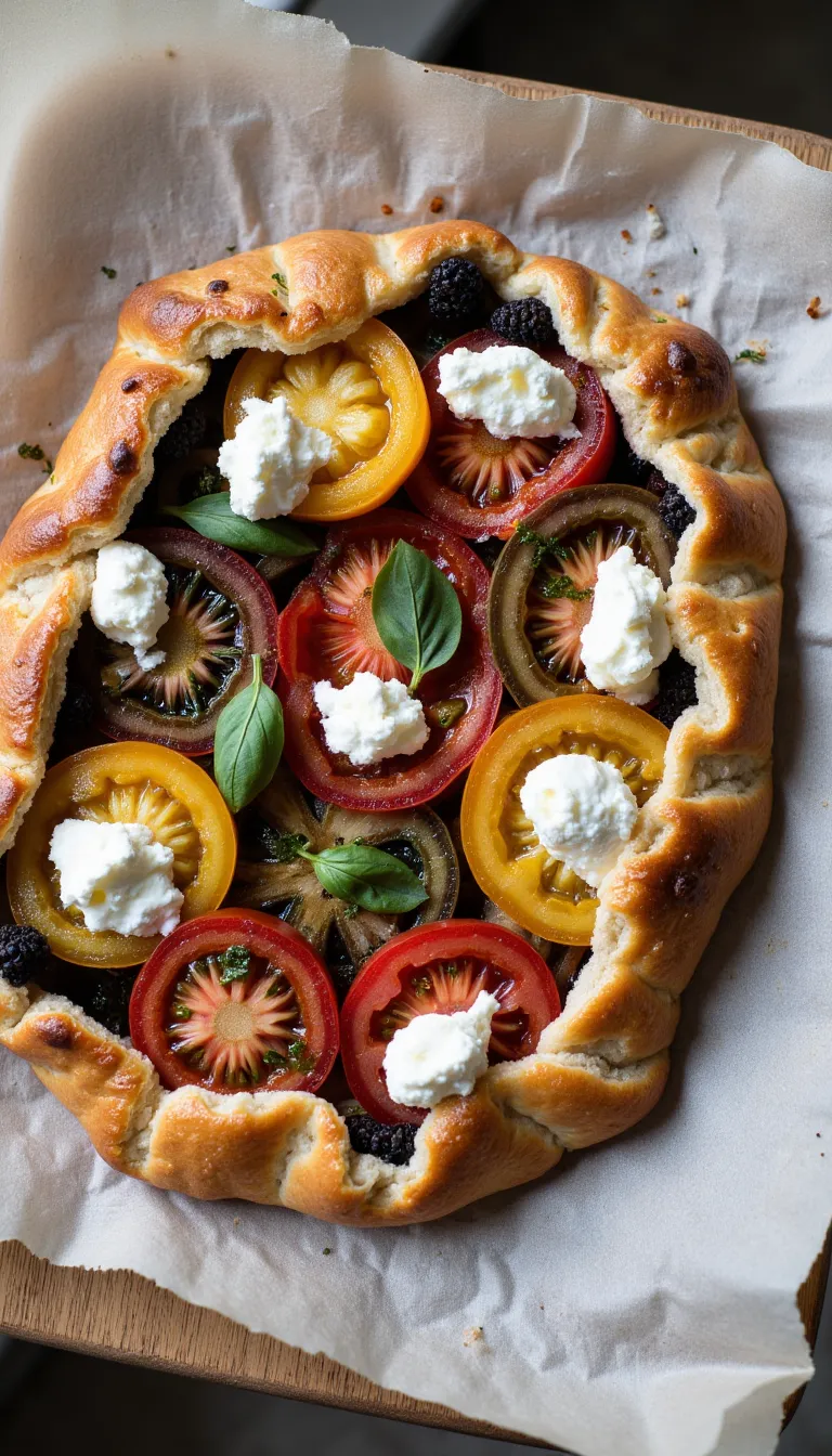 This Tomato Burrata Tart is a beautiful and delicious appetizer—perfect for sharing at summer parties.