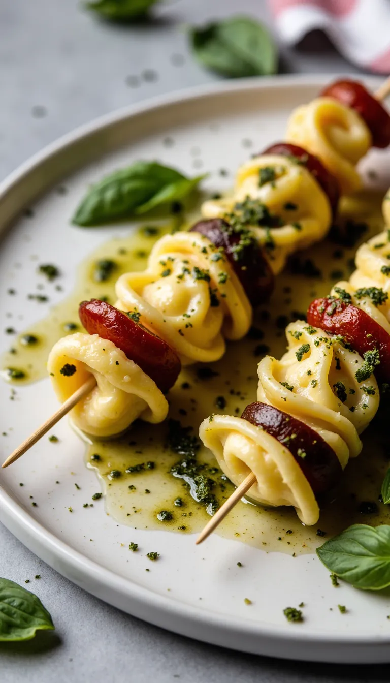 Make these Tortellini & Pesto Skewers for a flavorful toothpick appetizer that’s easy to prep ahead for summer parties.