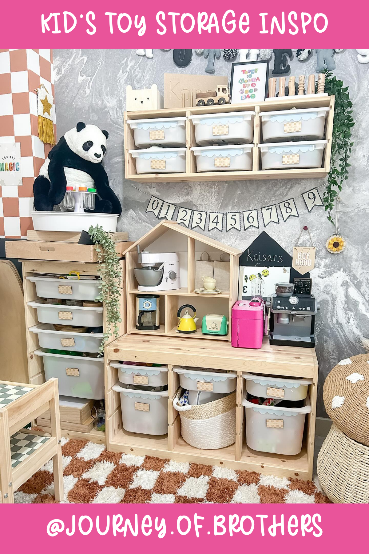 @JOURNEY.OF.BROTHERS: Check out this gorgeous setup! The IKEA bins makes organizing a dream. The open-front containers make it super easy for little hands to grab their favorite toys, and those cute labels keep everything in its place!