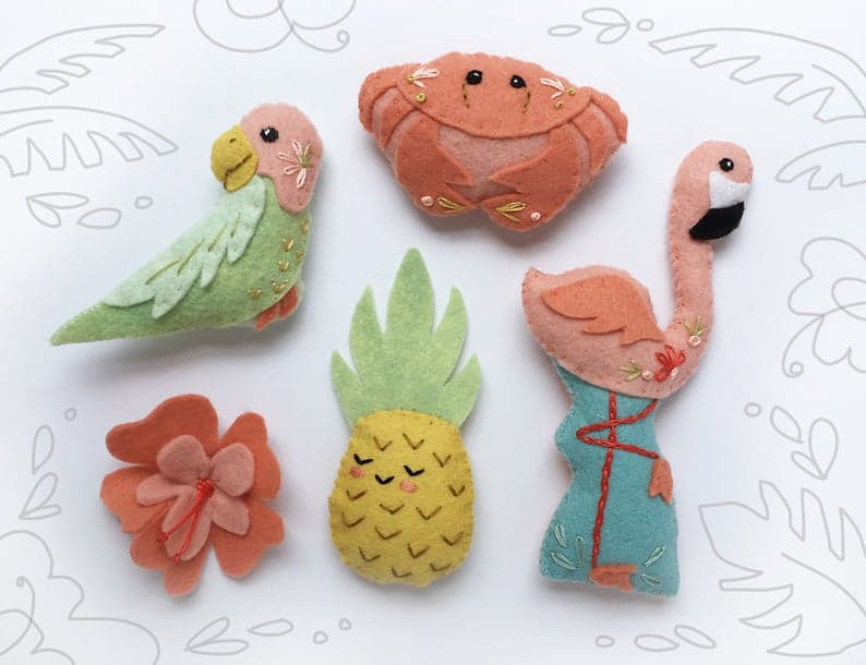 Tropical Felt Animals Pattern