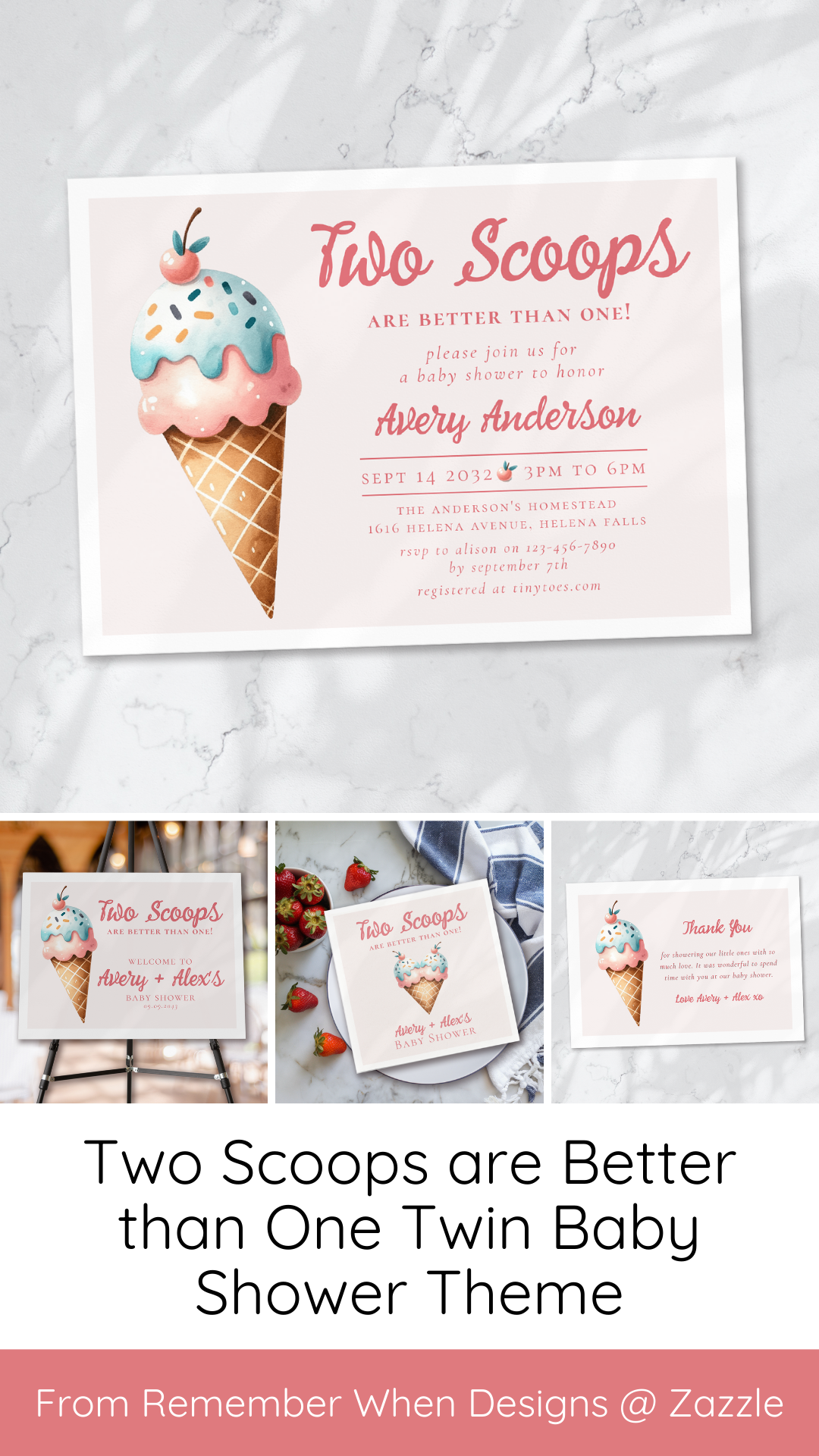 Two Scoops Are Better Than One – Sweet Ice Cream-Themed Baby Shower for Twins