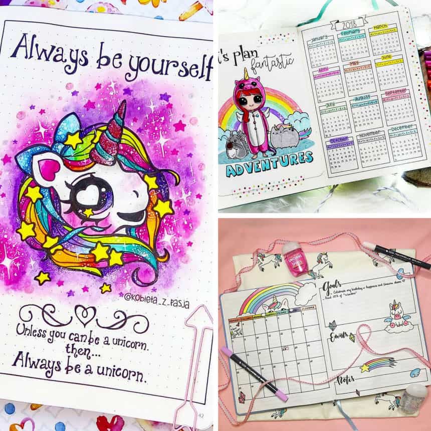 Unicorn Bullet Journal Layouts Ideas