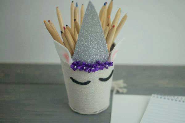 Watch out video tutorial to find out how easy it is to make this whimsical unicorn pencil pot!