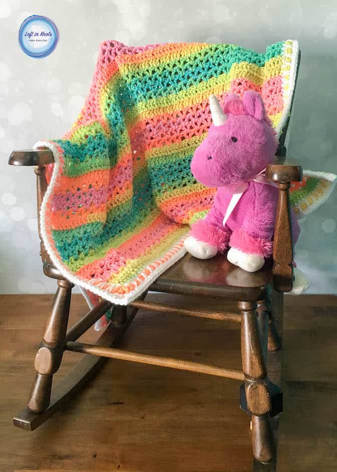 Unicorn Stripe Baby Blanket Crochet Pattern