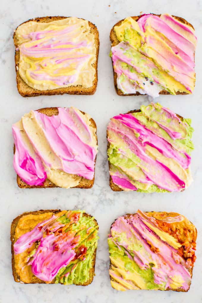 Unicorn Toast with Hummus