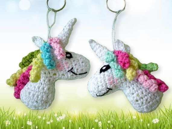 Unicorn head keychain crochet pattern