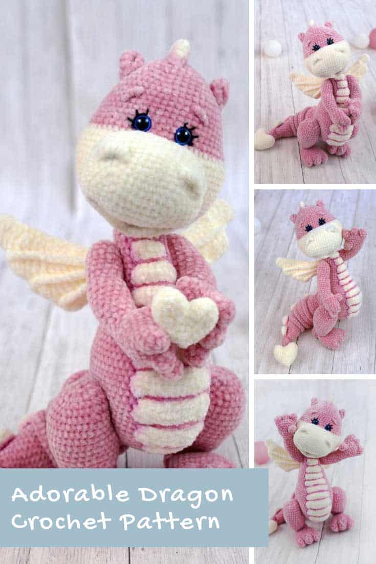 This crochet dragon pattern is so stinking CUTE! She’d be perfect for a Valentine’s Day gift!
