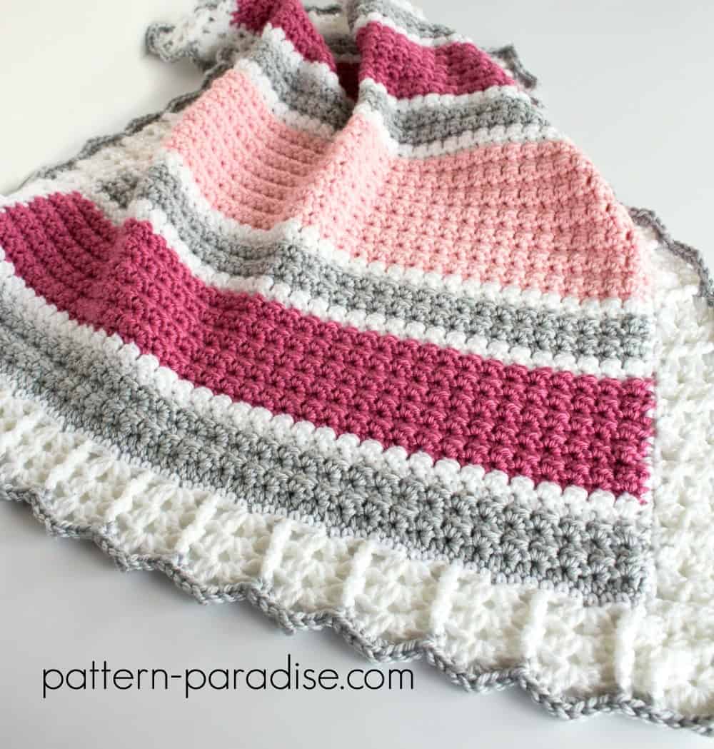 Variated Stripe Baby Blanket Crochet Pattern