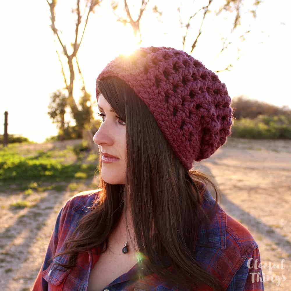 Waffle Cone Slouchy Hat Free Crochet pattern