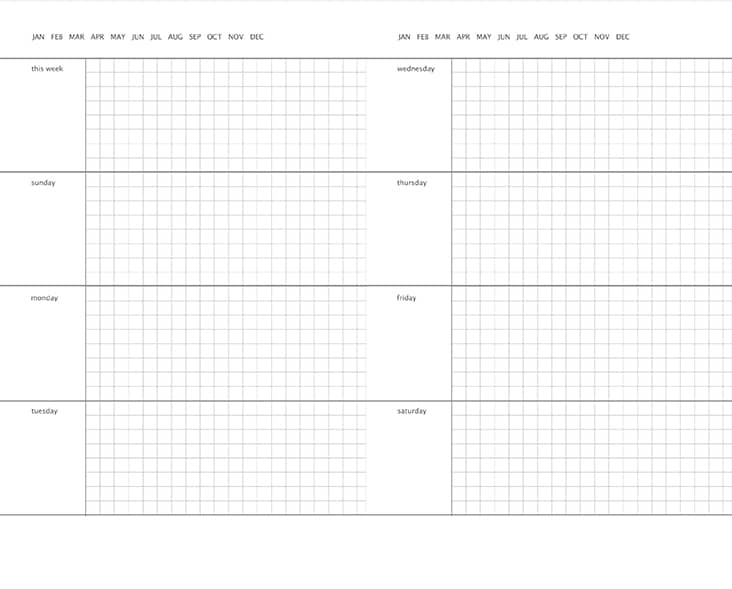 Weekly side by side page spread